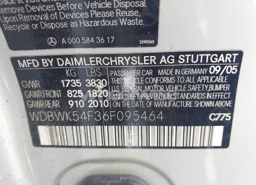 Photo 9 of 2006 Mercedes-benz Slk 280 (VIN WDBWK54F36F095464)