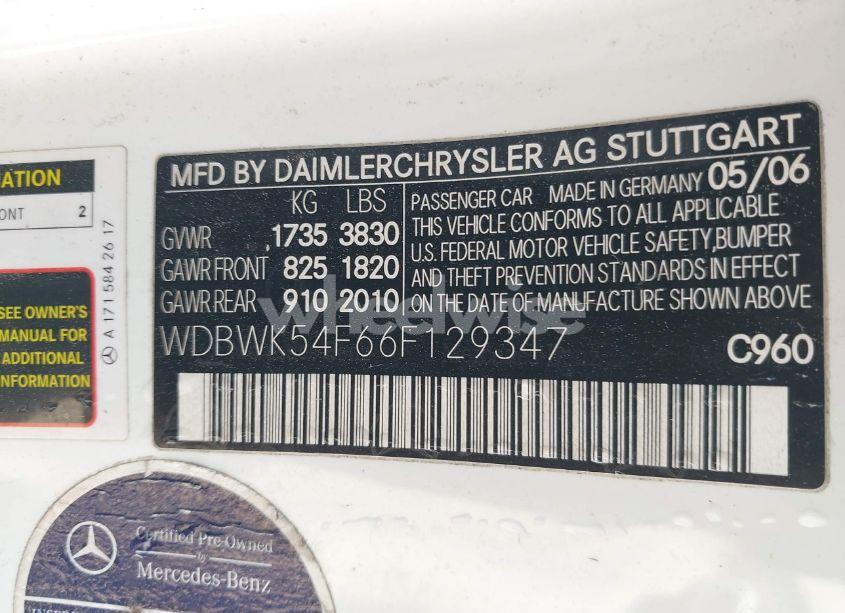Photo 9 of 2006 Mercedes-benz Slk 280 (VIN WDBWK54F66F129347)