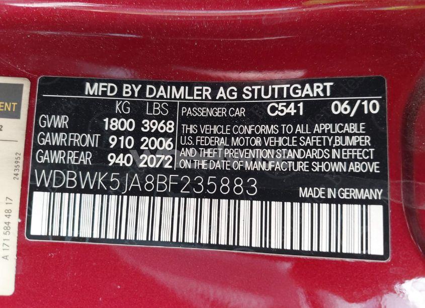 Photo 9 of 2011 Mercedes-benz Slk 350 (VIN WDBWK5JA8BF235883)