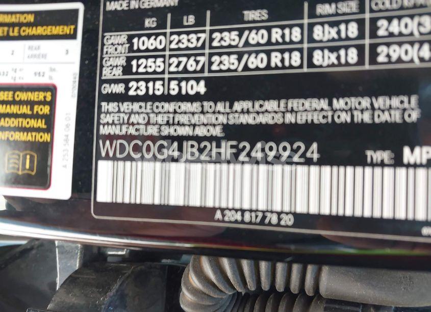 Photo 9 of 2017 Mercedes-benz Glc 300 (VIN WDC0G4JB2HF249924)