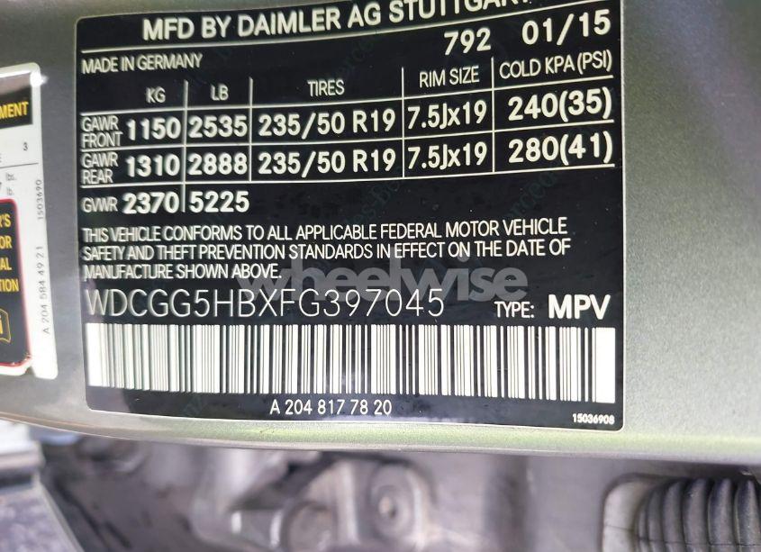 Photo 9 of 2015 Mercedes-benz Glk 350 (VIN WDCGG5HBXFG397045)