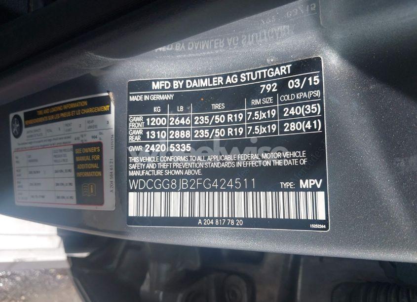 Photo 9 of 2015 Mercedes-benz Glk 350 4MATIC (VIN WDCGG8JB2FG424511)