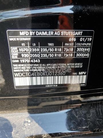 Photo 8 of 2019 MERCEDES-BENZ GLA 250 N/A (VIN WDCTG4EB0KU012360)