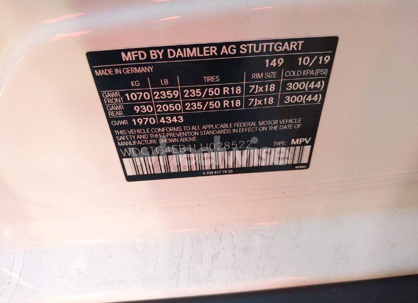 Photo 9 of 2020 Mercedes-benz Gla 250 (VIN WDCTG4EB1LU028522)