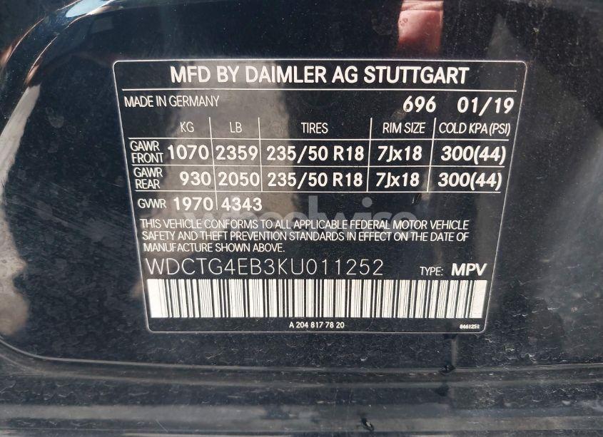 Photo 9 of 2019 Mercedes-benz Gla 250 (VIN WDCTG4EB3KU011252)