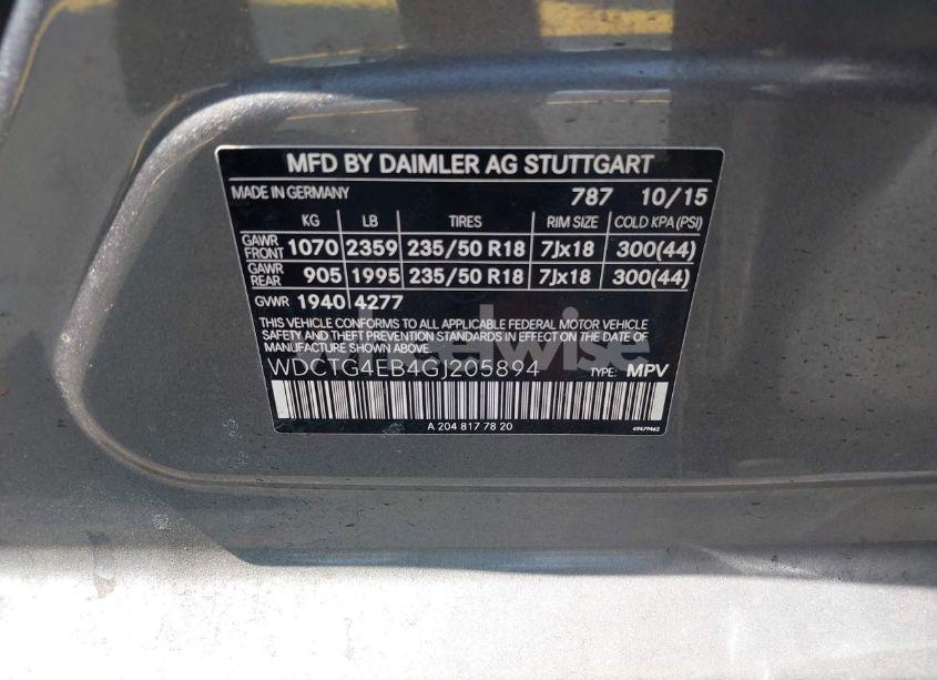 Photo 9 of 2016 Mercedes-benz Gla 250 (VIN WDCTG4EB4GJ205894)