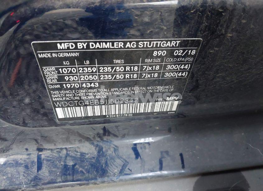 Photo 9 of 2018 Mercedes-benz Gla 250 (VIN WDCTG4EB5JJ502342)