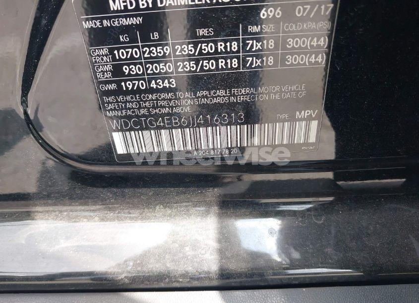 Photo 9 of 2018 Mercedes-benz Gla 250 (VIN WDCTG4EB6JJ416313)