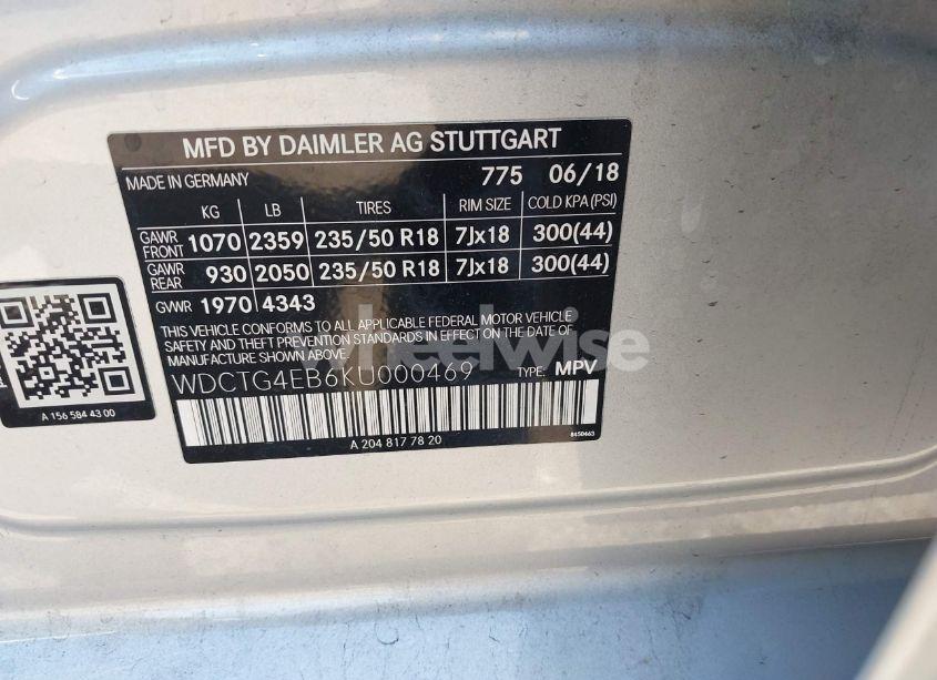 Photo 9 of 2019 Mercedes-benz Gla 250 (VIN WDCTG4EB6KU000469)