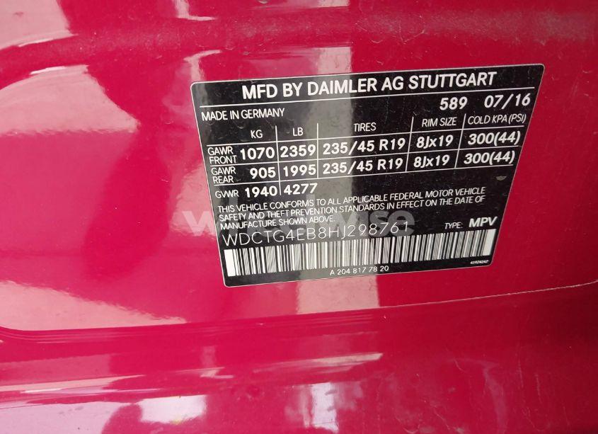 Photo 9 of 2017 Mercedes-benz Gla 250 (VIN WDCTG4EB8HJ298761)