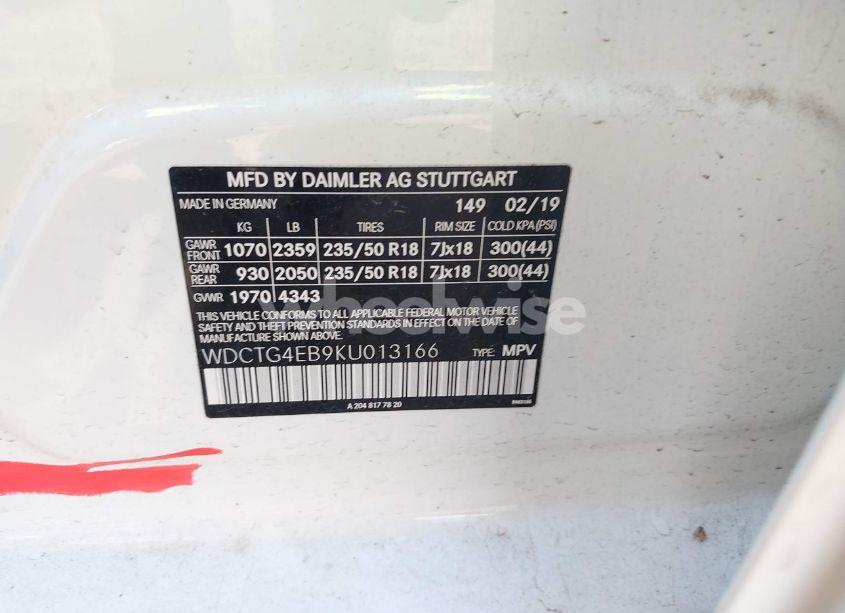 Photo 9 of 2019 Mercedes-benz Gla 250 (VIN WDCTG4EB9KU013166)