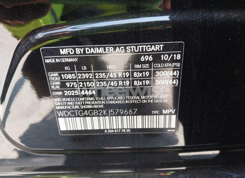 Photo 9 of 2019 Mercedes-benz Gla 250 4MATIC (VIN WDCTG4GB2KJ579667)