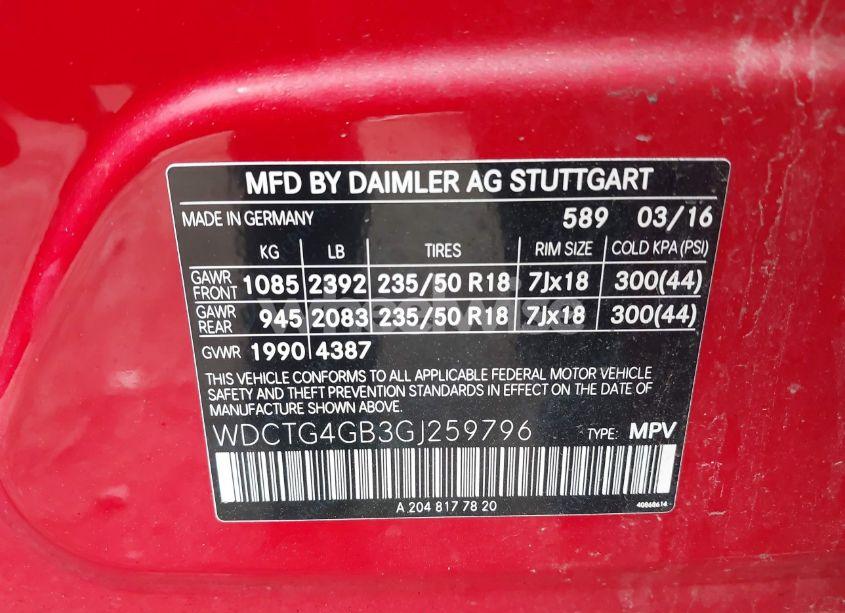 Photo 9 of 2016 Mercedes-benz Gla 250 4MATIC (VIN WDCTG4GB3GJ259796)