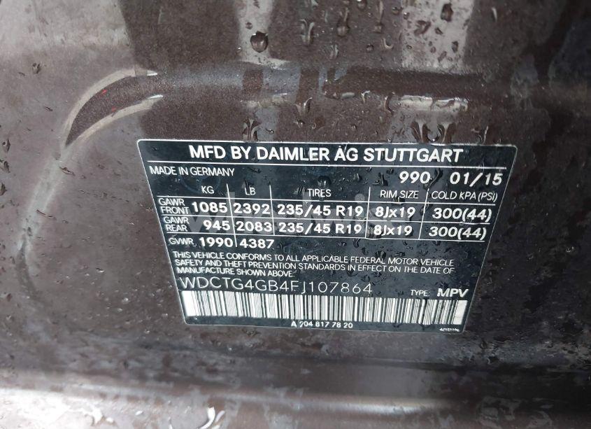 Photo 9 of 2015 Mercedes-benz Gla 250 4MATIC (VIN WDCTG4GB4FJ107864)