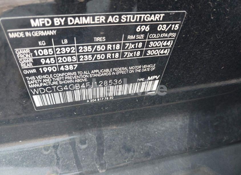 Photo 9 of 2015 Mercedes-benz Gla 250 4MATIC (VIN WDCTG4GB4FJ128536)