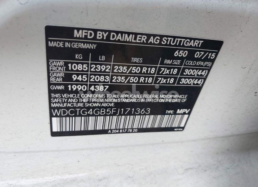 Photo 9 of 2015 Mercedes-benz Gla 250 4MATIC (VIN WDCTG4GB5FJ171363)