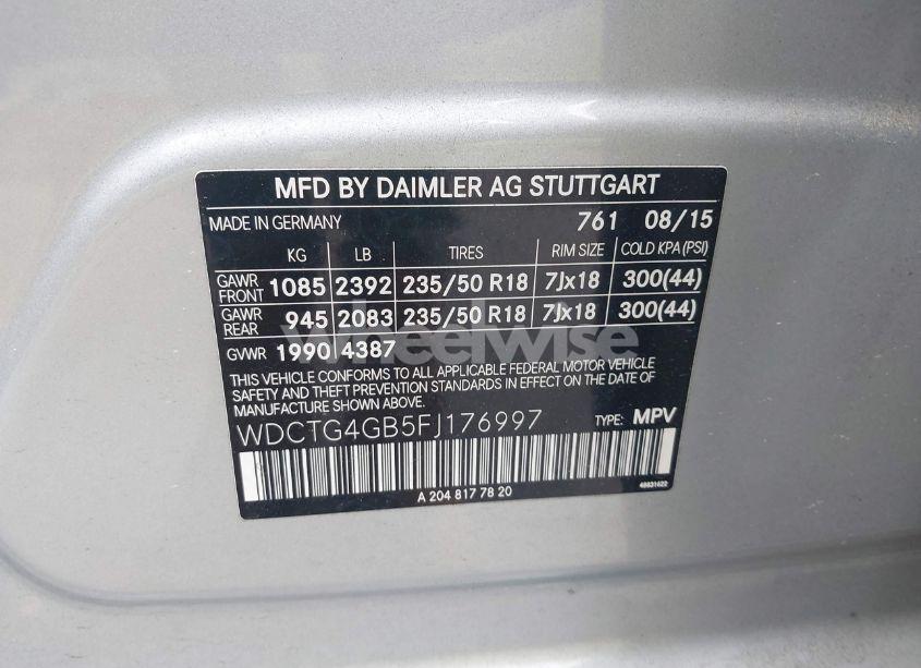 Photo 9 of 2015 Mercedes-benz Gla 250 4MATIC (VIN WDCTG4GB5FJ176997)