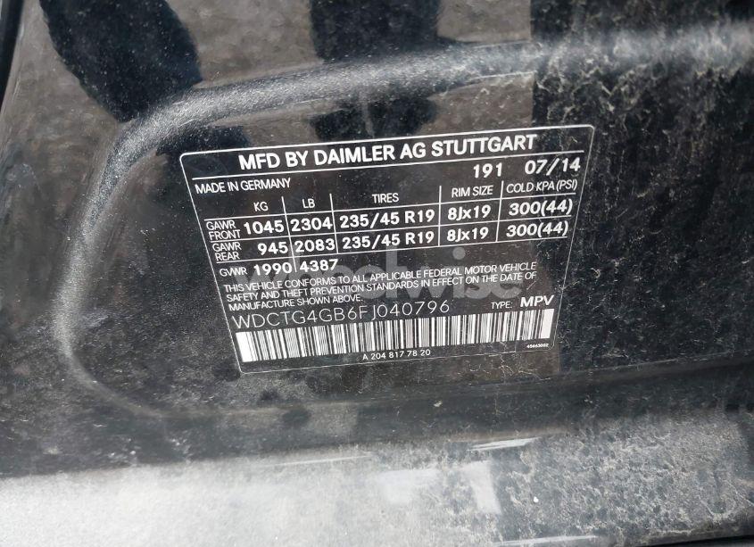 Photo 9 of 2015 Mercedes-benz Gla 250 4MATIC (VIN WDCTG4GB6FJ040796)