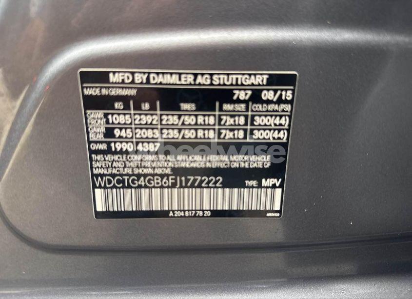 Photo 9 of 2015 Mercedes-benz Gla 250 4MATIC (VIN WDCTG4GB6FJ177222)