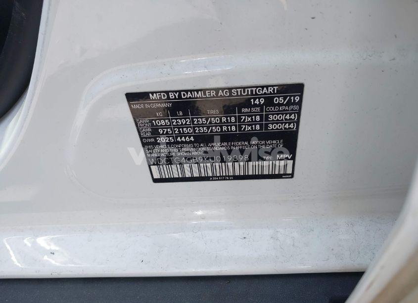 Photo 9 of 2019 Mercedes-benz Gla 250 4MATIC (VIN WDCTG4GB9KU019398)