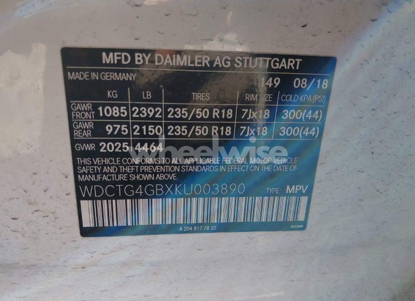 Photo 9 of 2019 Mercedes-benz Gla 250 4MATIC (VIN WDCTG4GBXKU003890)