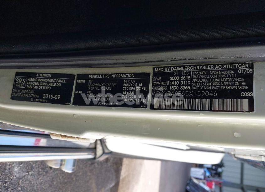 Photo 9 of 2005 Mercedes-benz G 500 (VIN WDCYR49E65X159046)