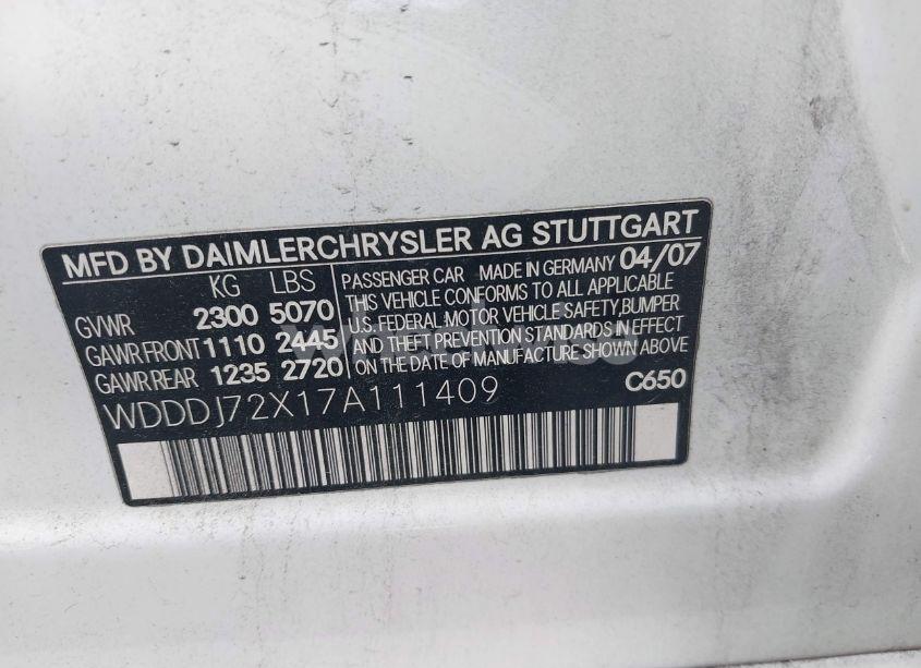 Photo 9 of 2007 Mercedes-benz Cls 550 (VIN WDDDJ72X17A111409)