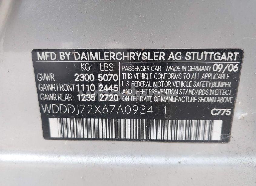 Photo 9 of 2007 Mercedes-benz Cls 550 (VIN WDDDJ72X67A093411)