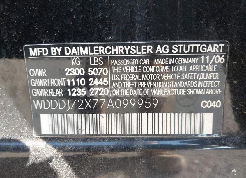 Photo 9 of 2007 Mercedes-benz Cls 550 (VIN WDDDJ72X77A099959)