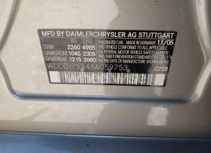 Photo 9 of 2006 Mercedes-benz Cls 500 (VIN WDDDJ75X46A059753)