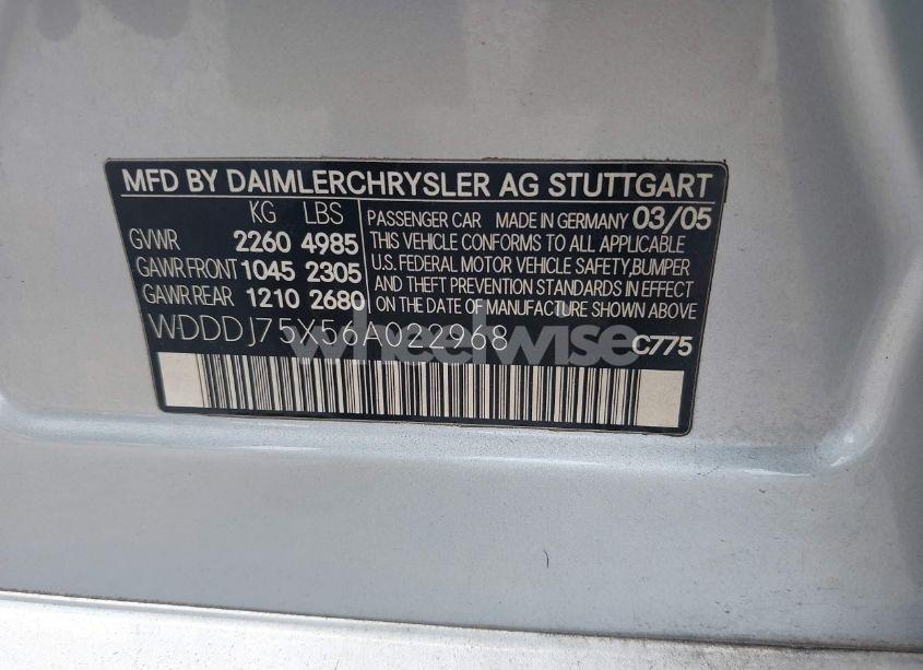 Photo 9 of 2006 Mercedes-benz Cls 500 (VIN WDDDJ75X56A022968)