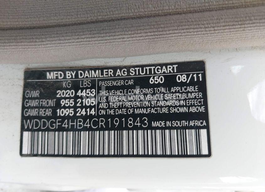 Photo 9 of 2012 Mercedes-benz C 250 LUXURY/SPORT (VIN WDDGF4HB4CR191843)