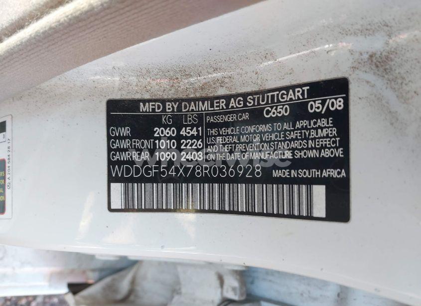 Photo 9 of 2008 Mercedes-benz C 300 LUXURY/SPORT (VIN WDDGF54X78R036928)