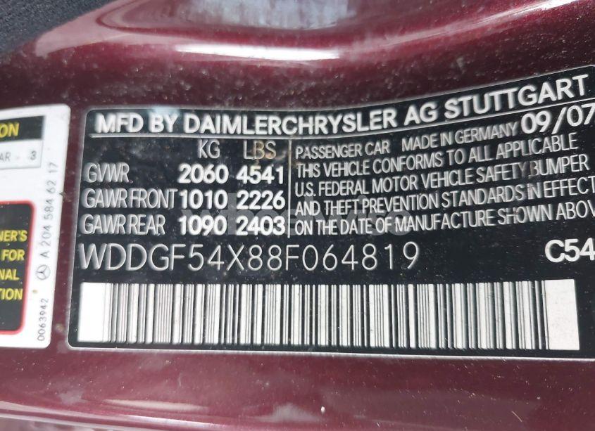 Photo 9 of 2008 Mercedes-benz C 300 LUXURY/SPORT (VIN WDDGF54X88F064819)