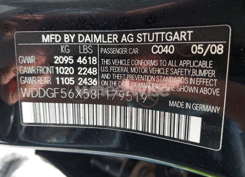 Photo 9 of 2008 Mercedes-benz C 350 SPORT (VIN WDDGF56X58F179519)