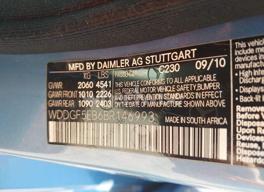 Photo 9 of 2011 Mercedes-benz C 300 LUXURY/SPORT (VIN WDDGF5EB6BR146993)