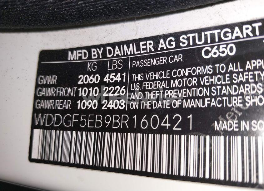 Photo 9 of 2011 Mercedes-benz C 300 LUXURY/SPORT (VIN WDDGF5EB9BR160421)