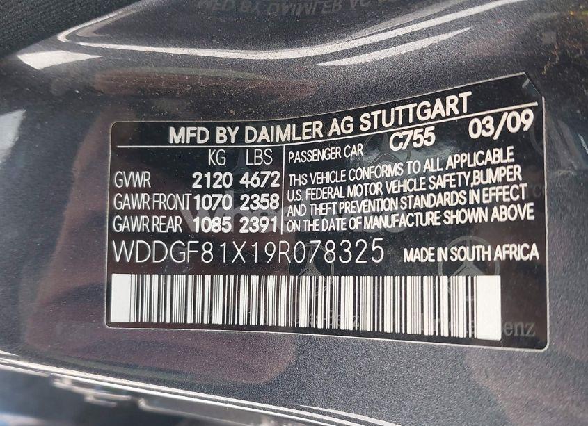 Photo 9 of 2009 Mercedes-benz C 300 LUXURY 4MATIC/SPORT 4MATIC (VIN WDDGF81X19R078325)