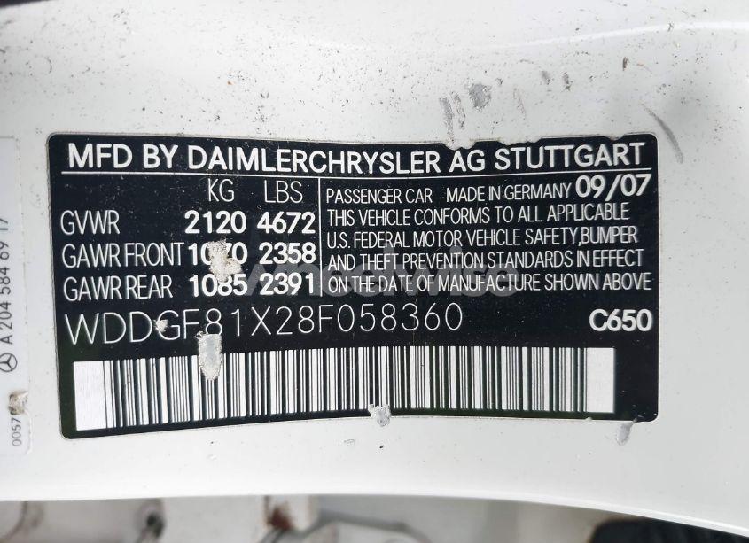 Photo 9 of 2008 Mercedes-benz C 300 LUXURY 4MATIC/SPORT 4MATIC (VIN WDDGF81X28F058360)