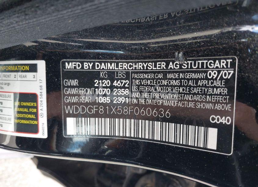 Photo 9 of 2008 Mercedes-benz C 300 LUXURY 4MATIC/SPORT 4MATIC (VIN WDDGF81X58F060636)