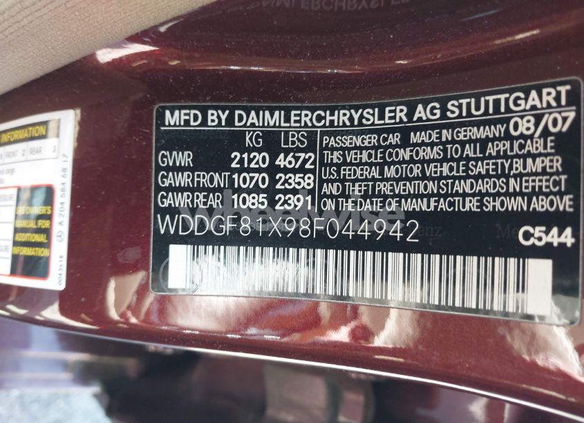 Photo 9 of 2008 Mercedes-benz C 300 LUXURY 4MATIC/SPORT 4MATIC (VIN WDDGF81X98F044942)