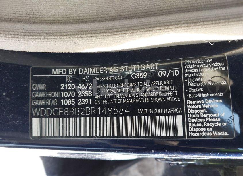 Photo 9 of 2011 Mercedes-benz C 300 LUXURY 4MATIC/SPORT 4MATIC (VIN WDDGF8BB2BR148584)