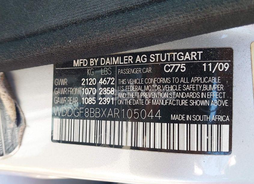 Photo 9 of 2010 Mercedes-benz C 300 LUXURY 4MATIC/SPORT 4MATIC (VIN WDDGF8BBXAR105044)