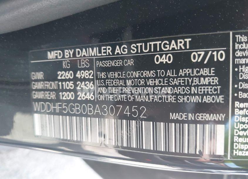 Photo 9 of 2011 Mercedes-benz E 350 (VIN WDDHF5GB0BA307452)