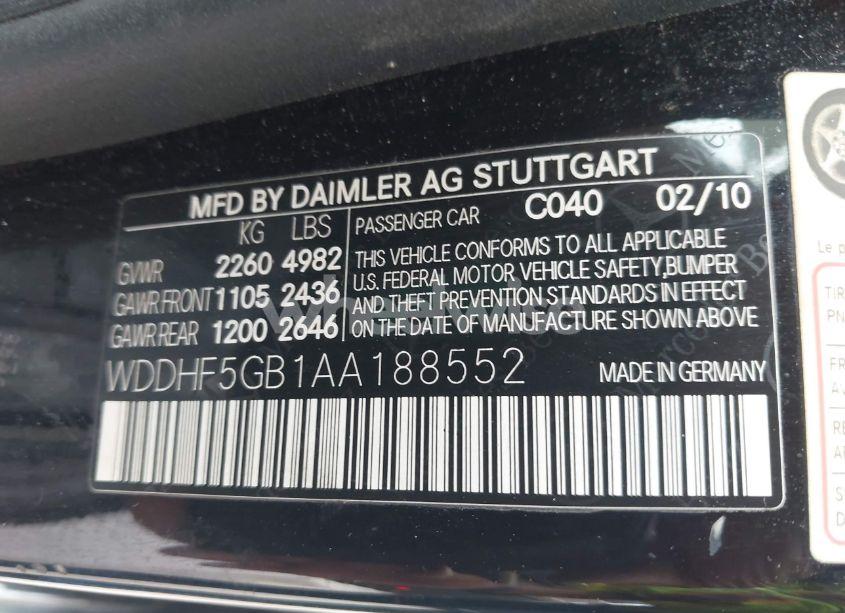 Photo 9 of 2010 Mercedes-benz E 350 (VIN WDDHF5GB1AA188552)