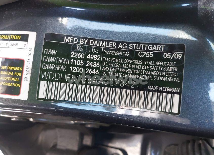 Photo 9 of 2010 Mercedes-benz E 350 (VIN WDDHF5GB6AA027842)