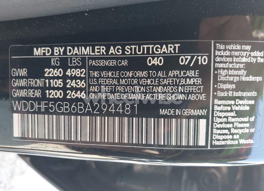 Photo 9 of 2011 Mercedes-benz E 350 (VIN WDDHF5GB6BA294481)