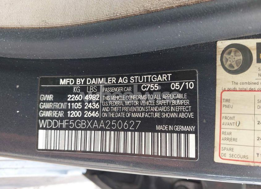 Photo 9 of 2010 Mercedes-benz E 350 (VIN WDDHF5GBXAA250627)