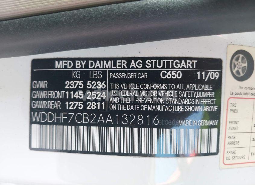 Photo 9 of 2010 Mercedes-benz E 550 (VIN WDDHF7CB2AA132816)