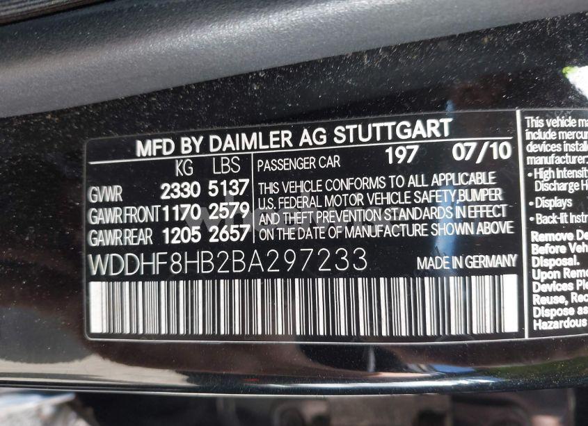 Photo 9 of 2011 Mercedes-benz E 350 4MATIC (VIN WDDHF8HB2BA297233)